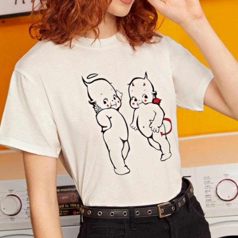 Angel And Devil Baby Crop Shirt